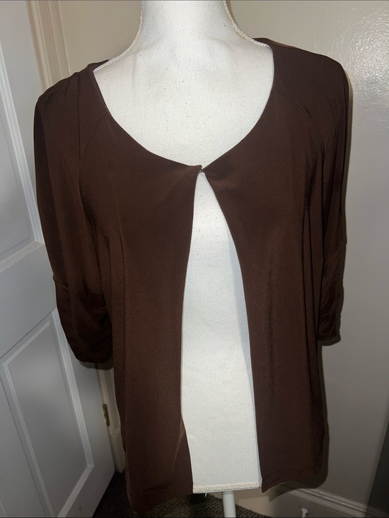 Perceptions Tops - Perceptions Brown Open Front Women's Top